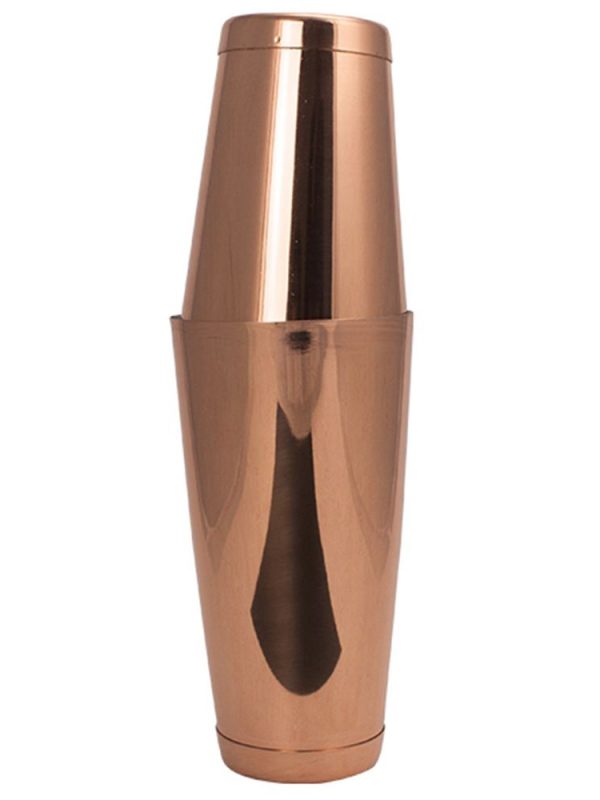 47 Ronin Copper Shaker: Intricately designed tin-on-tin shaker for stylish cocktail making at home or in bars. Durable and elegant choice.