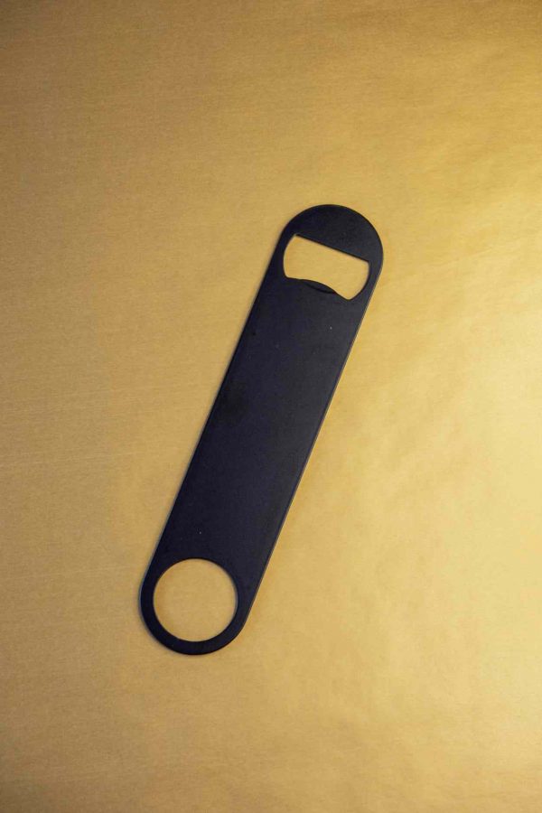 Sleek black flat bottle opener for effortless opening. Durable and stylish tool for your kitchen or bar. Shop online now!