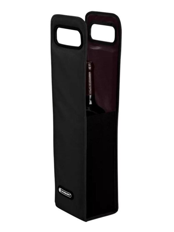 Premium Le Creuset Black Wine Cooler Bag - Keep your drinks chilled in style with this sleek and functional wine accessory.