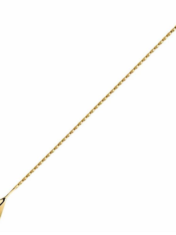 Premium 40cm Gold Bar Spoon Droplet by 47 Ronin - Ideal for Mixing Cocktails and Stirring Drinks - 01341-GOL