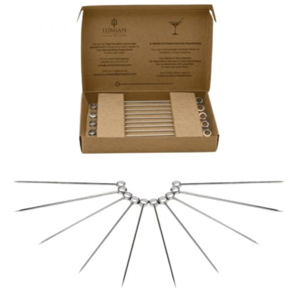 Set of 10 elegant cocktail picks for stylish entertaining, perfect for garnishing drinks, made of premium quality materials.