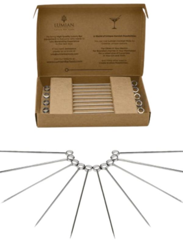 Set of 10 elegant cocktail picks for stylish entertaining, perfect for garnishing drinks, made of premium quality materials.