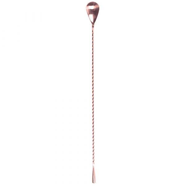 Handcrafted Teardrop 47 Ronin Copper Bar Spoon 40cm for Mixing Cocktails - Premium Quality Barware Tool for Home Bartenders and Professionals