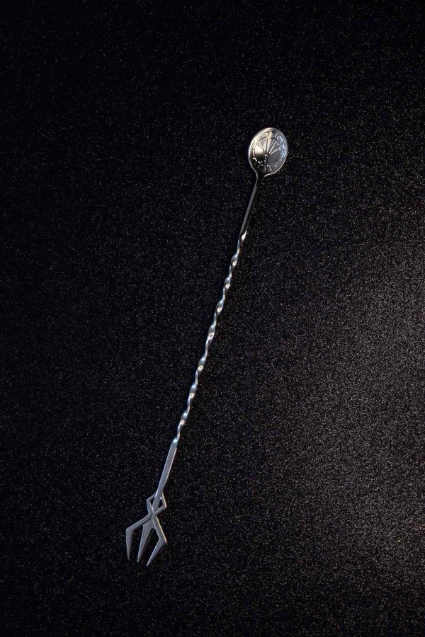Trident Bar Spoon: Premium stainless steel cocktail stirring spoon for professional bartenders, ideal for mixing drinks with style.