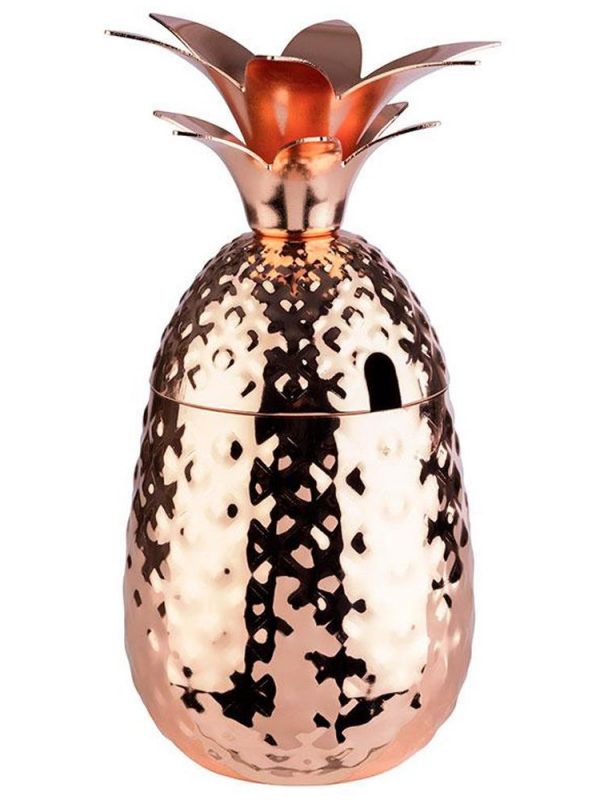 Premium 45.5CL Copper Pineapple Cup with Straw - Stylish and eco-friendly drinkware for trendy sips.