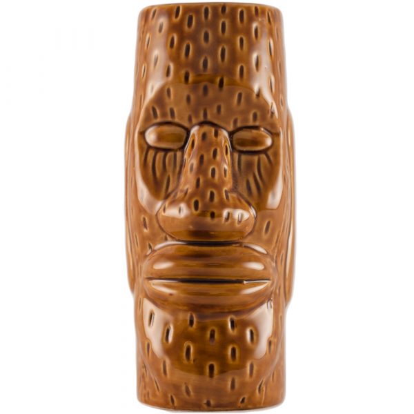 Handcrafted Ceramica Tiki Easter Island Cup, 41cl - Unique Polynesian-inspired ceramic cup for exotic drink experiences.