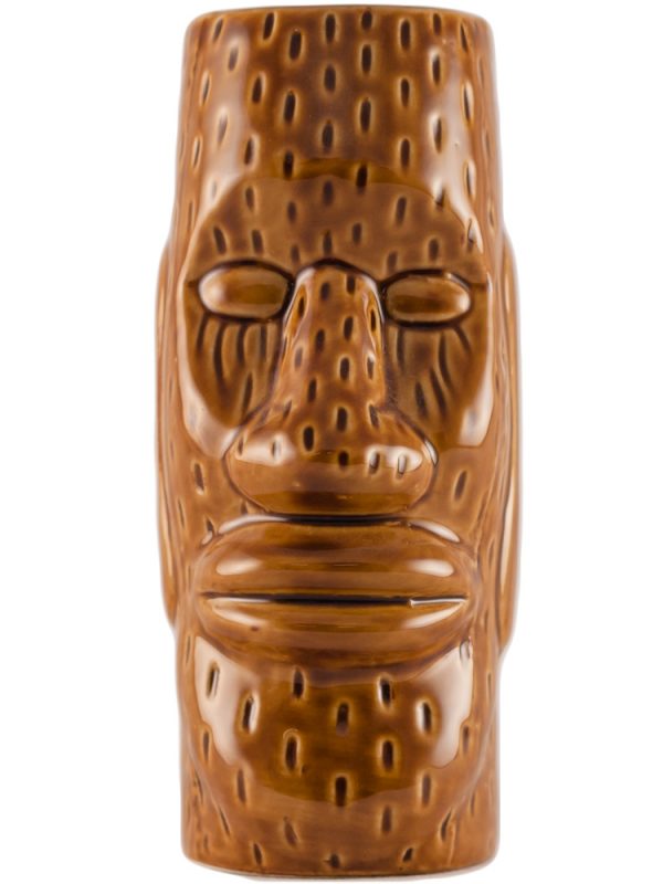Handcrafted Ceramica Tiki Easter Island Cup, 41cl - Unique Polynesian-inspired ceramic cup for exotic drink experiences.