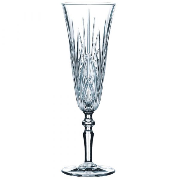 Set of 6 elegant Nachtmann Sparkling Flakes Champagne Glasses, 14cl each, perfect for toasting and celebrating in style.
