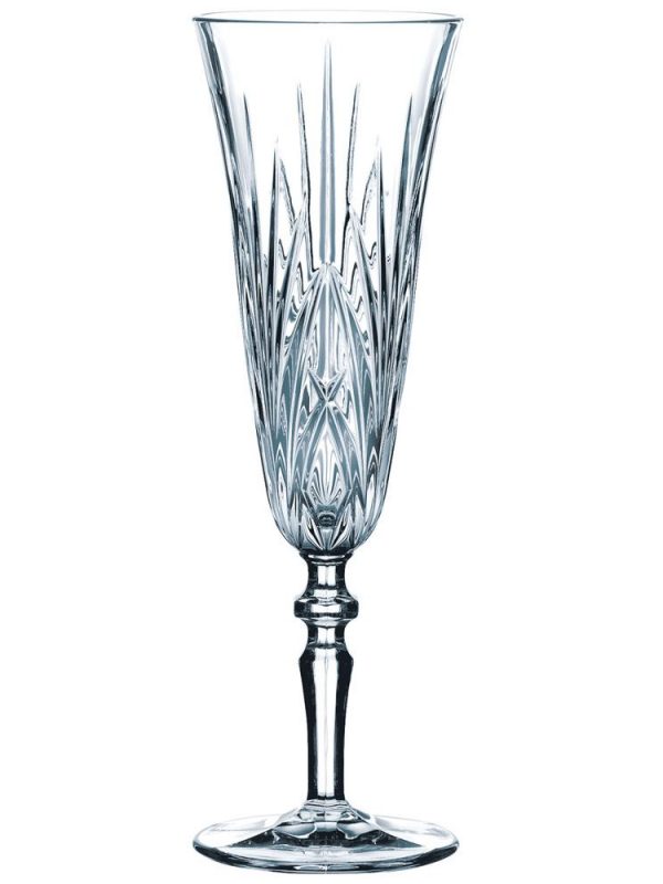 Set of 6 elegant Nachtmann Sparkling Flakes Champagne Glasses, 14cl each, perfect for toasting and celebrating in style.