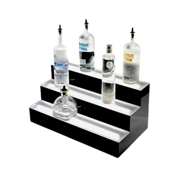 Elegant 60cm Display Shelf with 3 Steps and LED Lighting, Perfect for Showcasing Products in Style - Buy Online Now!