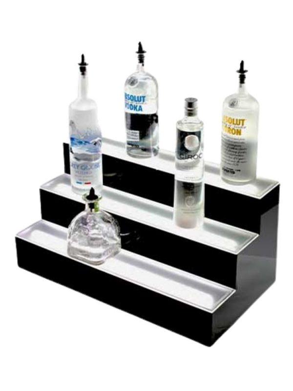 Elegant 60cm Display Shelf with 3 Steps and LED Lighting, Perfect for Showcasing Products in Style - Buy Online Now!