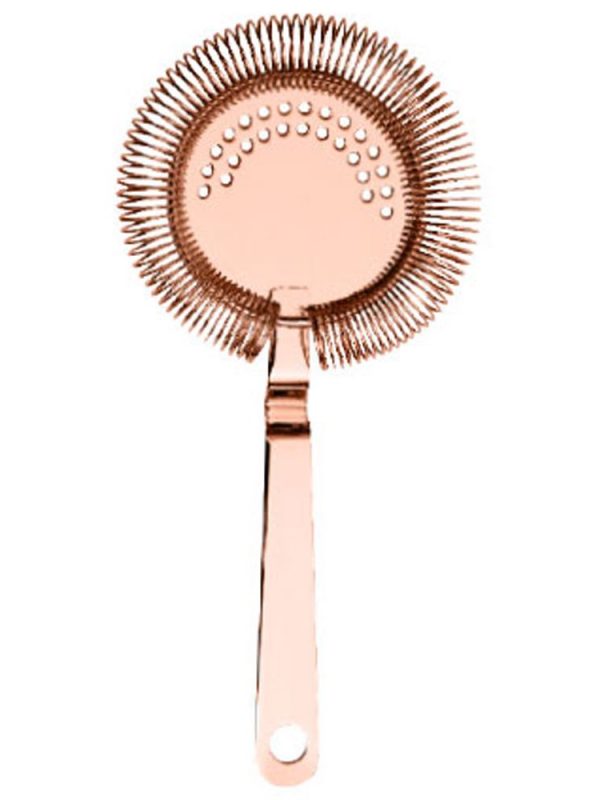 Premium copper hawthorn strainer for flawless cocktail creations - must-have barware accessory