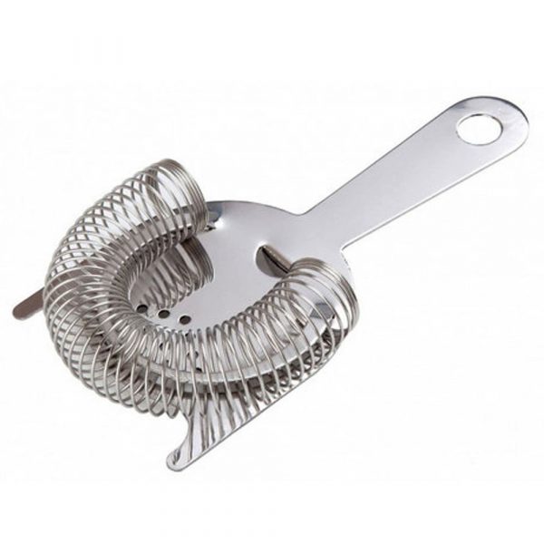 Sleek stainless steel Hawthorne strainer with 2 prongs, perfect for cocktail preparation and bartending - Buy Now!