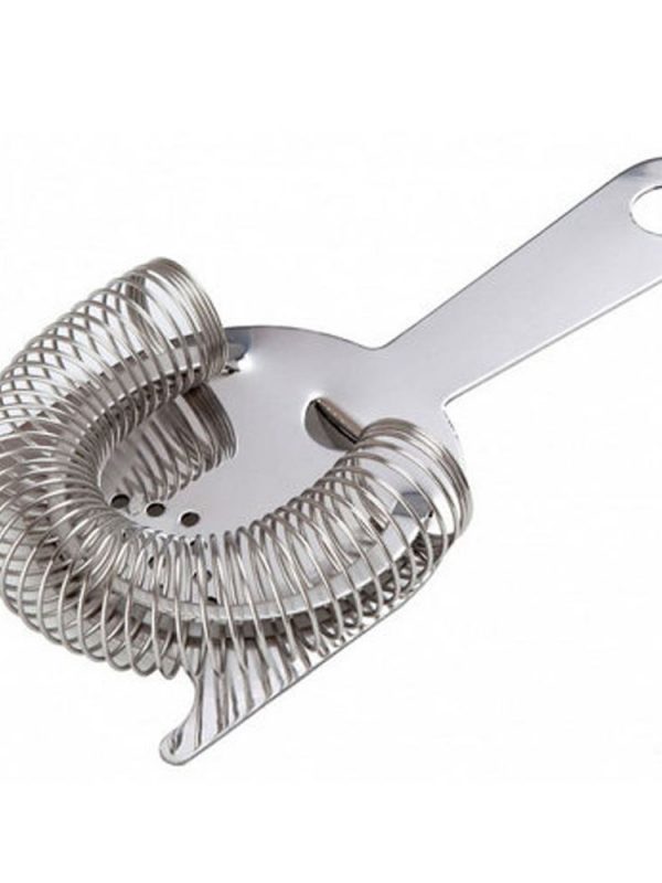 Sleek stainless steel Hawthorne strainer with 2 prongs, perfect for cocktail preparation and bartending - Buy Now!