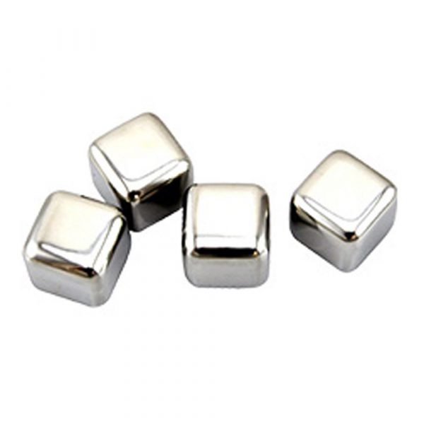 Set of 4 Premium Stainless Steel Ice Cubes for Chilled Drinks - Reusable and Durable, Perfect for Cocktails and Beverages