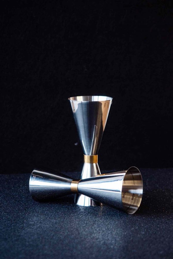Modern 30/60 silver vase with elegant gold strip design, perfect for adding a touch of luxury to your decor