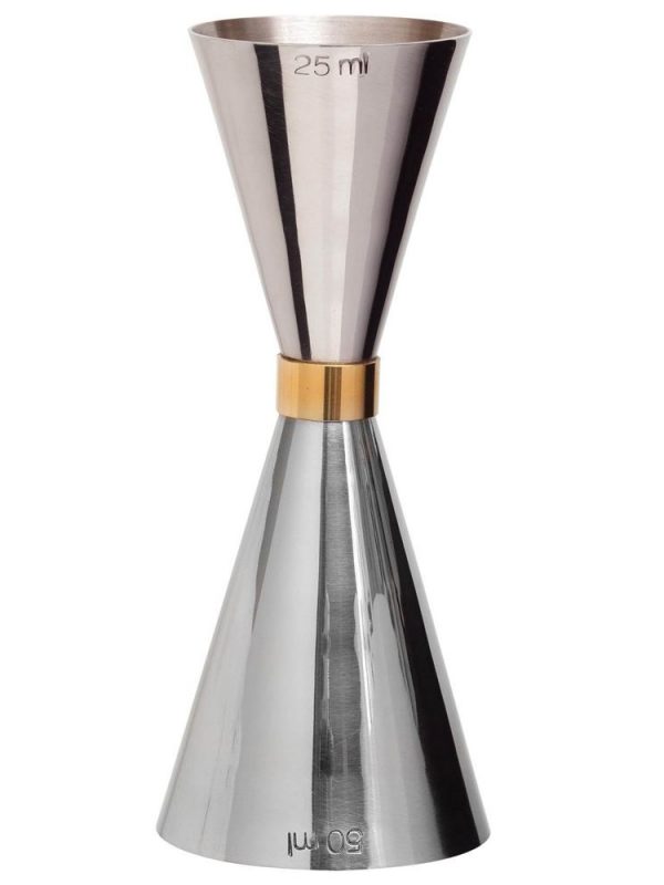 Durable and precise Jigger 50/25ml stainless steel measuring tool for cocktails, bartending, and home mixology.