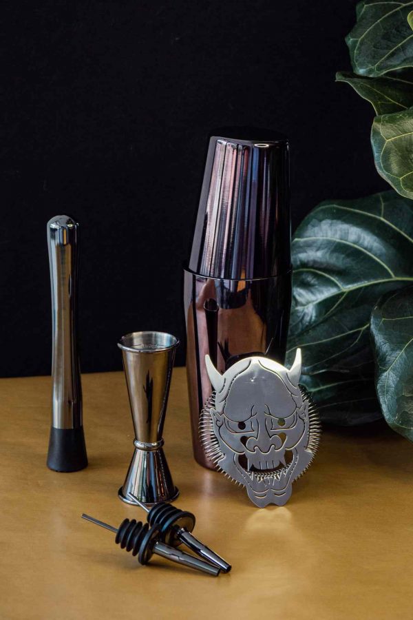 Sleek and stylish Glossy Black Bar Kit for chic home decor - elevate your space with this elegant accessory.