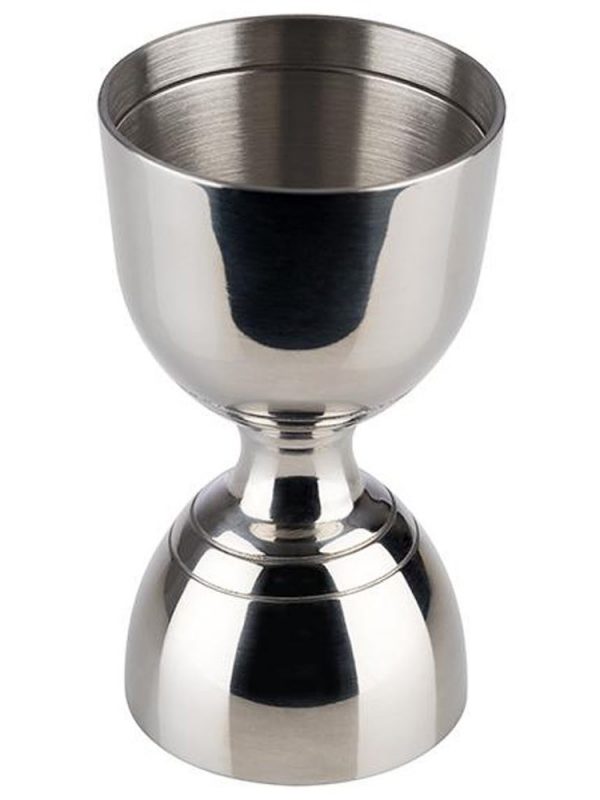 Stainless steel LEOPOLD JIGGER 30/60ml with multiple measurement markings for precise cocktail making. Ideal for bartenders and mixologists.