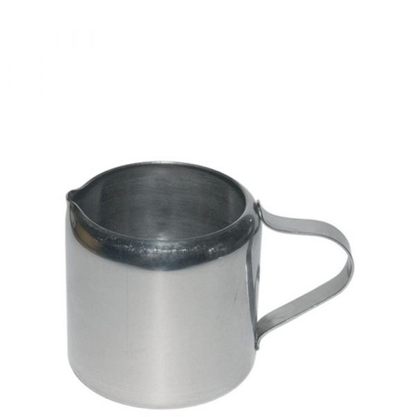 Mini milk can inox 100ml, compact design with 5cm diameter, perfect for stylish servings, durable stainless steel construction for long-lasting use.