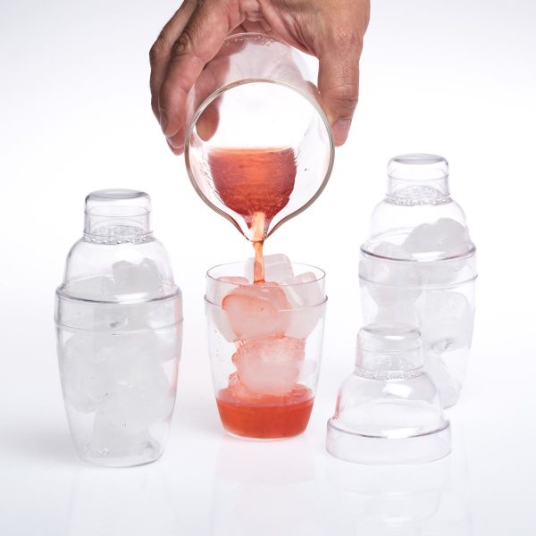 Three-piece plastic mini shaker set, 20cl capacity, for cocktails and beverages - perfect for home bartending or gifting