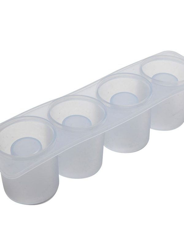 Set of 4 eco-friendly silicone shot cups for environmentally conscious drinkers. Ideal for parties and events. Sustainable and durable design.