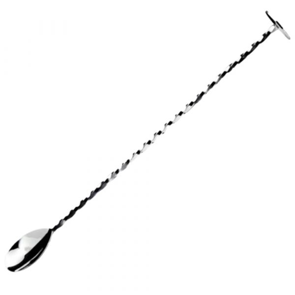 Stainless steel 28cm muddler bar spoon for expert cocktail mixing, sleek and durable design for your home bar or professional environment.
