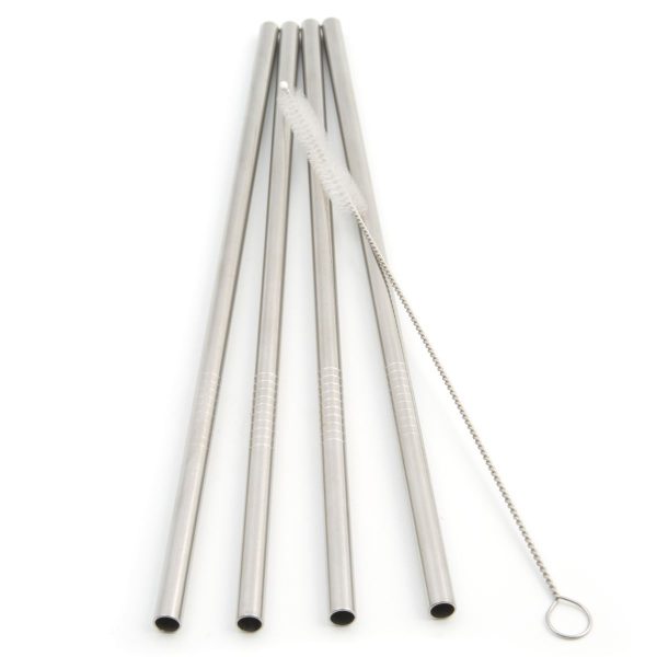 Pack of 4 premium 21cm straight stainless steel straws, eco-friendly and durable for your beverages. Reduce waste with this must-have set!