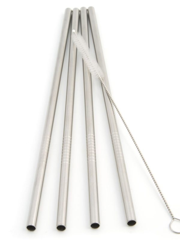 Set of 4 sleek stainless steel straws, 21cm long, perfect for eco-friendly sipping. Durable and stylish choice for any beverage!