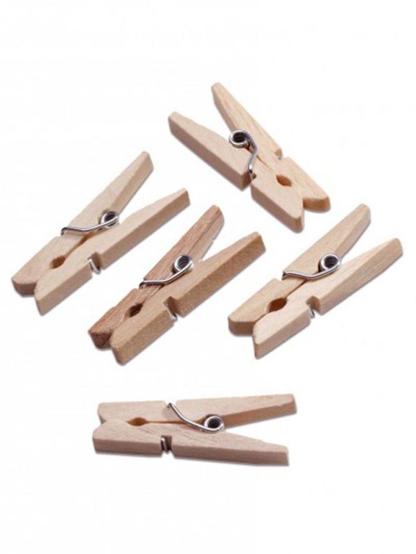 Set of 100 bamboo clothing tongs, ideal for delicate fabrics - PC/68588
