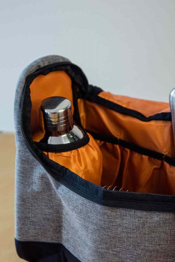 Premium Bartender Tool Bag in Stylish Gray - Perfect accessory for cocktail aficionados, sturdy and spacious design for all mixology essentials.