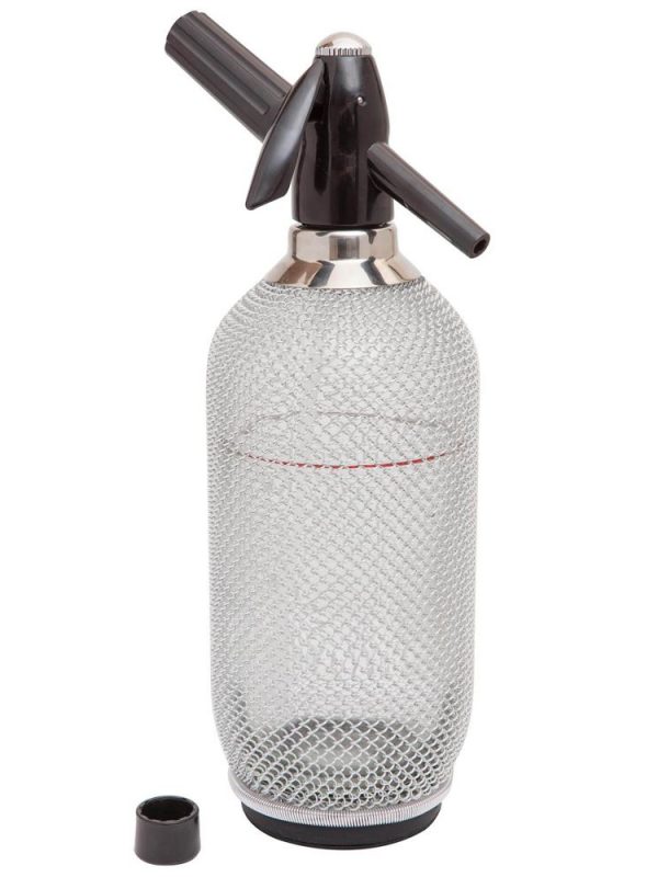 Premium 1L Silver Mesh Soda Siphon - Effortlessly Craft Sparkling Beverages at Home with this Stylish Seltzer Maker - Perfect for Entertaining