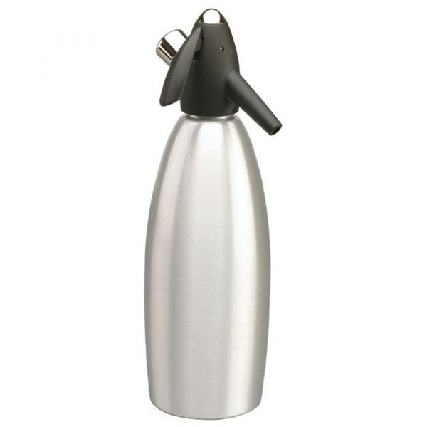 Premium 1L Silver Stainless Steel Soda Siphon - Effervescent bubbles for your favorite drinks, durable design for lasting enjoyment.