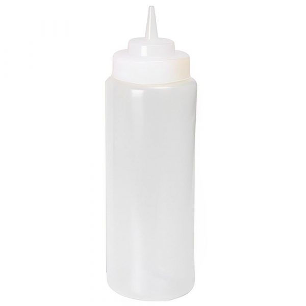 Premium extra large clear squeeze bottle, 944ml capacity, Ø8cm diameter. Ideal for gourmet condiments and sauces. Buy online now!
