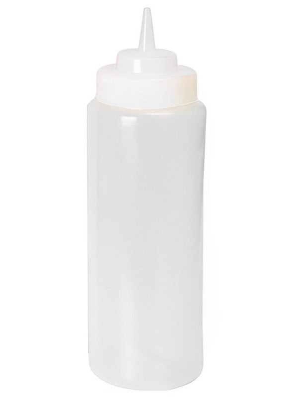 Premium extra large clear squeeze bottle, 944ml capacity, Ø8cm diameter. Ideal for gourmet condiments and sauces. Buy online now!