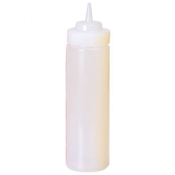 Premium large clear squeeze bottle with 708ml capacity, Ø7cm diameter, ideal for kitchen and restaurant use. Buy now for top quality!