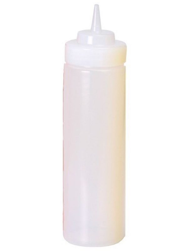 Premium large clear squeeze bottle with 708ml capacity, Ø7cm diameter, ideal for kitchen and restaurant use. Buy now for top quality!