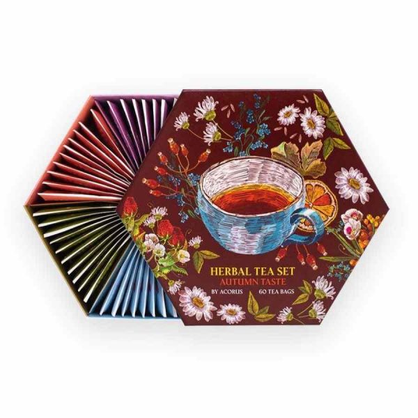 Experience the rich flavors of fall with Acorus Tea Autumn Taste Tea Set, featuring 60 premium tea bags for a cozy and delightful tea time.