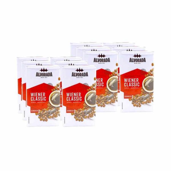 Premium Alvorada Wiener Classic Ground Coffee 12 x 500g Wholesale Package - Rich aroma and bold flavor for coffee lovers. Buy now!