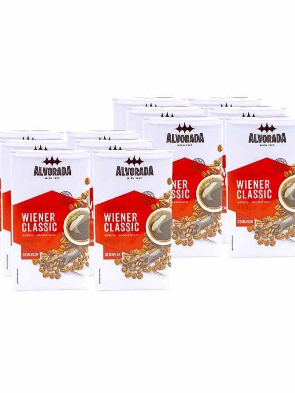 Premium Alvorada Wiener Classic Ground Coffee 12 x 500g Wholesale Package - Rich aroma and bold flavor for coffee lovers. Buy now!