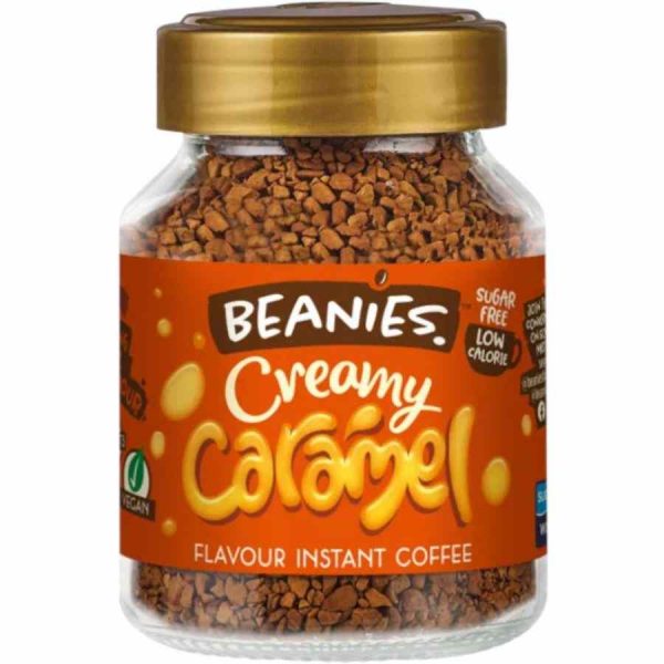Indulge in Beanies Creamy Instant Coffee Caramel Flavor 50g - a luxurious treat for coffee lovers. Perfect for a rich and flavorful brew at home!