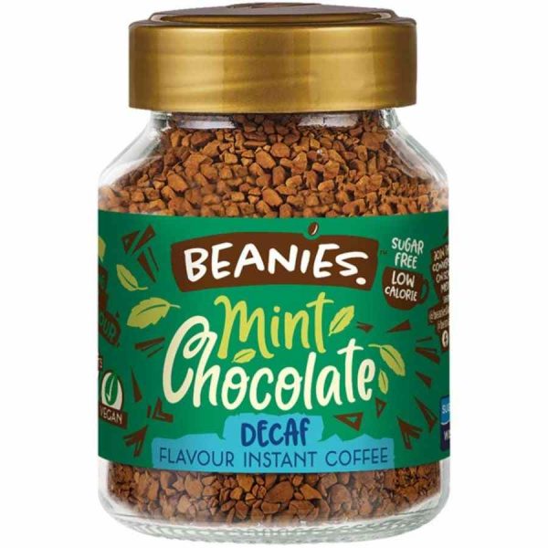 Indulge in Beanies Decaffeinated Mint Chocolate Instant Coffee - 50g of pure luxury, a delicious blend perfect for coffee lovers everywhere!