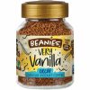 Indulge in the rich flavor of Beanies Decaffeinated Instant Coffee Very Vanilla 50g - a delicious and aromatic blend for coffee lovers.