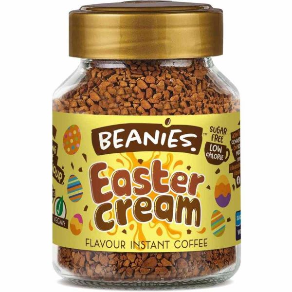 Indulge in Beanies Instant Coffee Easter Cream Flavor 50g - a delightful high-quality coffee blend perfect for Easter mornings. Order now!