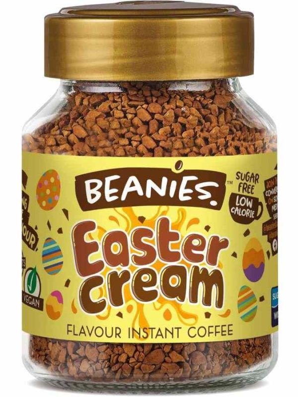 Indulge in Beanies Instant Coffee Easter Cream Flavor 50g - a delightful high-quality coffee blend perfect for Easter mornings. Order now!