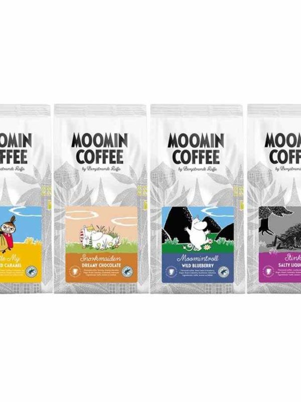 Indulge in Bergstrands Flavored Moomin Coffee Pack - a delightful blend of 4 x 250 g ground coffee. Elevate your coffee experience!