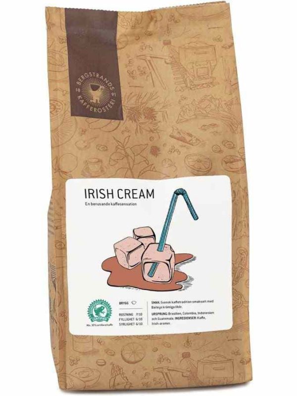 Indulge in the rich aroma of Bergstrands Irish Cream Flavored Coffee with this 250 g ground coffee, a luxurious treat for coffee lovers worldwide.