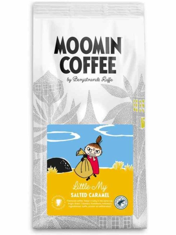 Indulge in Bergstrands Moomin Little My Salted Coffee with Caramel Flavor - 250g Ground Blend for a delightfully unique brew experience!