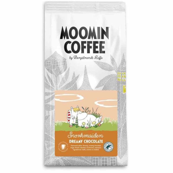 Experience a dreamy sip with Bergstrands Moomin Snorkmaiden Chocolate Flavored Coffee - 250g ground. Indulge in premium quality coffee blend.