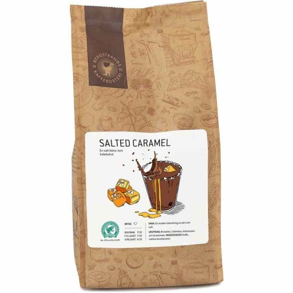 Indulge in the exquisite taste of Bergstrands 250g salted caramel flavored ground coffee - a luxurious treat for your senses!